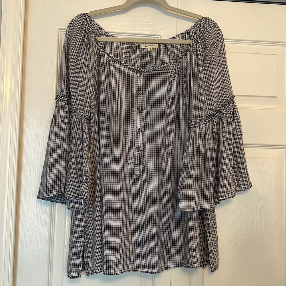 Max Studio Plaid Print Blouse